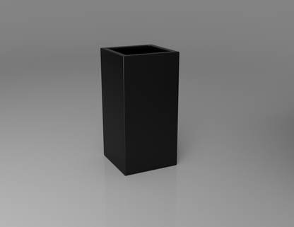 400mm British manufactured tall column metal planter in RAL9004 Black, suitable for indoor and outdoor use.