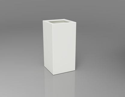 400mm British manufactured tall column metal planter in RAL9016 White, suitable for indoor and outdoor use.