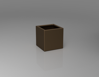 400mm British manufactured square metal planter in Special Effect Bronze, suitable for indoor and outdoor use.