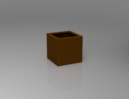 400mm British manufactured square metal planter in special effect Faux Corten, suitable for indoor and outdoor use.