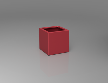 400mm British manufactured square metal planter in RAL3028 Red, suitable for indoor and outdoor use.