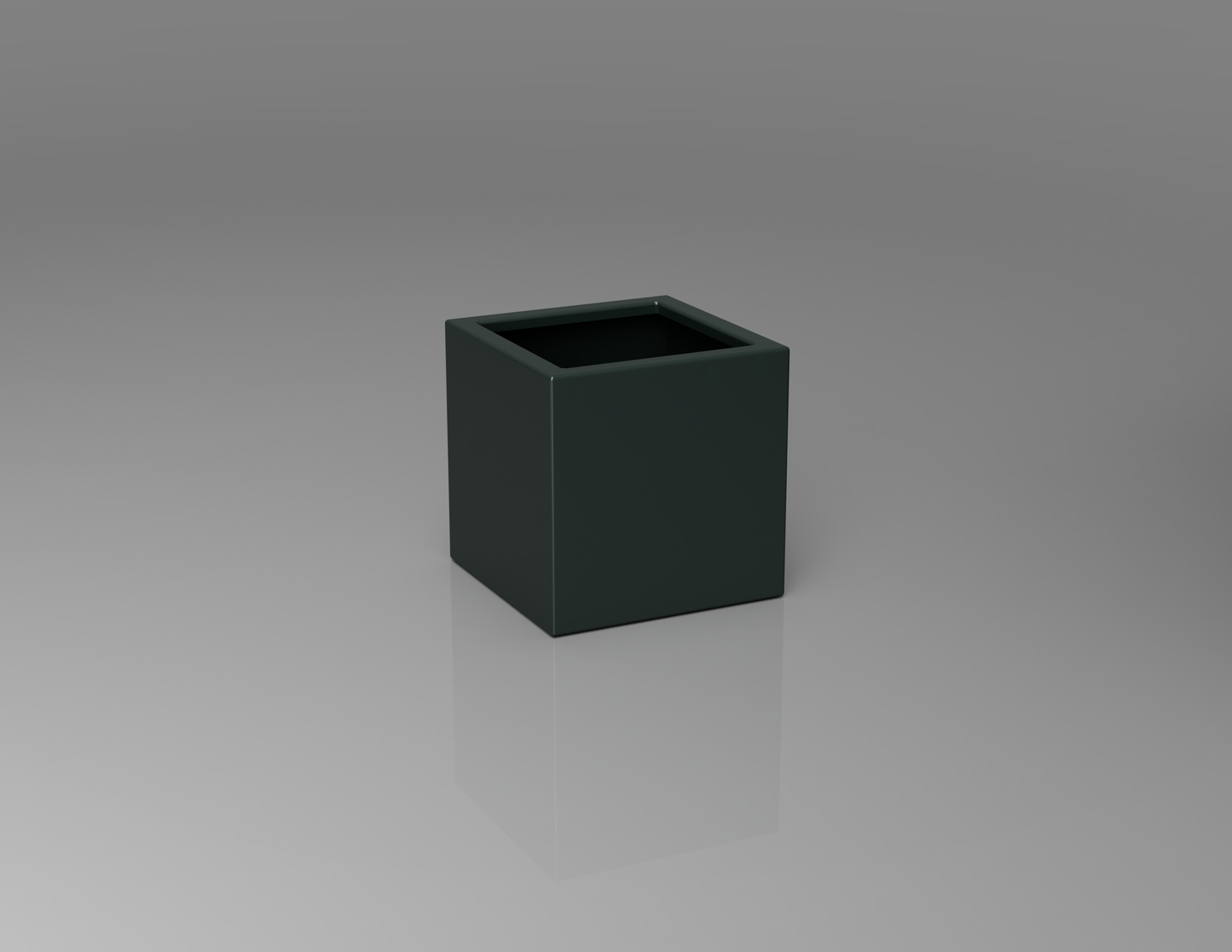 400mm British manufactured square metal planter in RAL6012 Black Green, suitable for indoor and outdoor use.