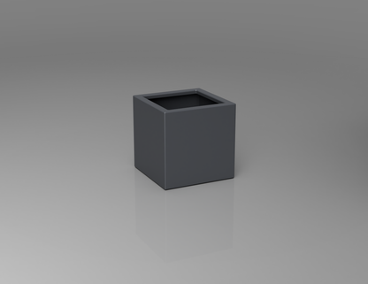 400mm British manufactured square metal planter in RAL7015 Slate Grey, suitable for indoor and outdoor use.