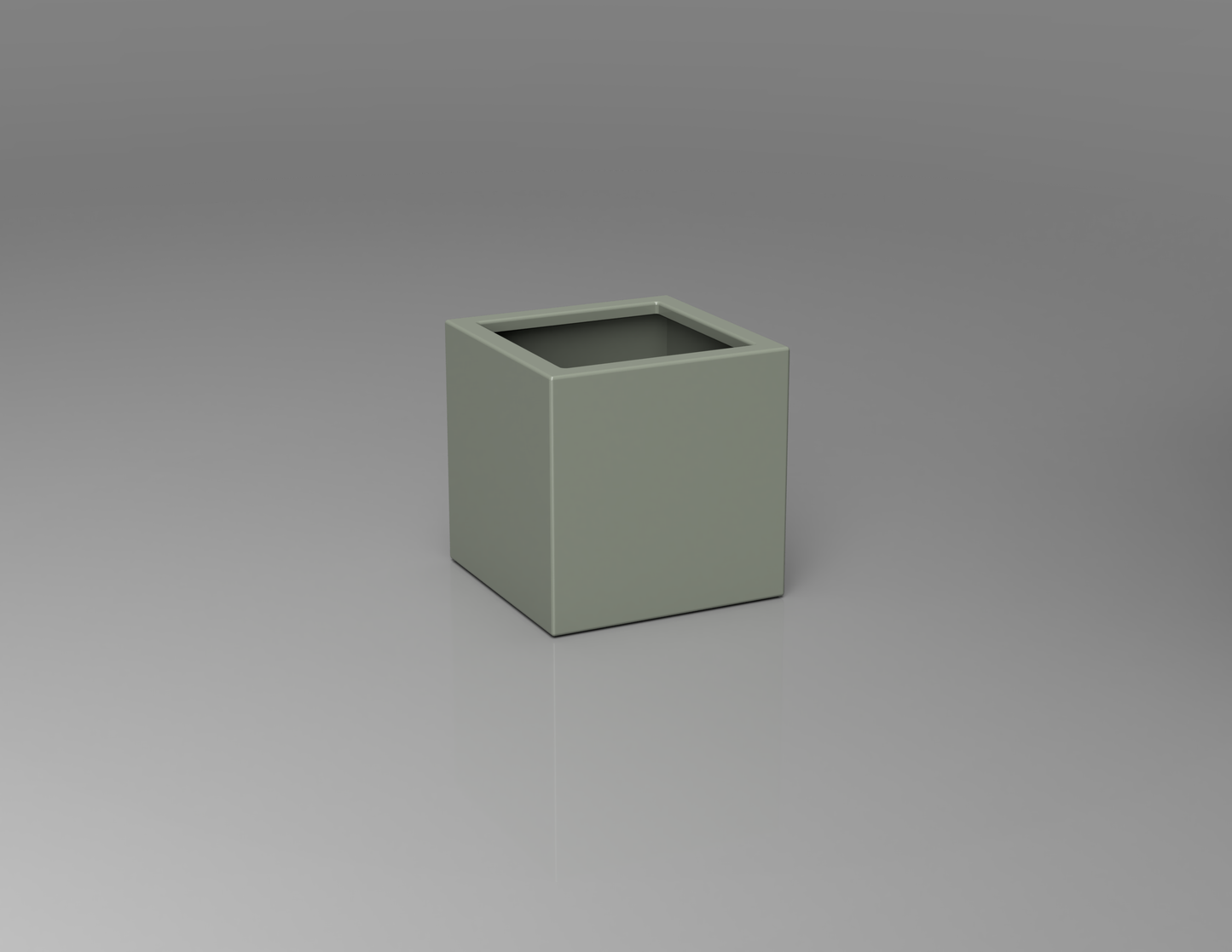 400mm British manufactured square metal planter in RAL7033 Cement Grey suitable for indoor and outdoor use.