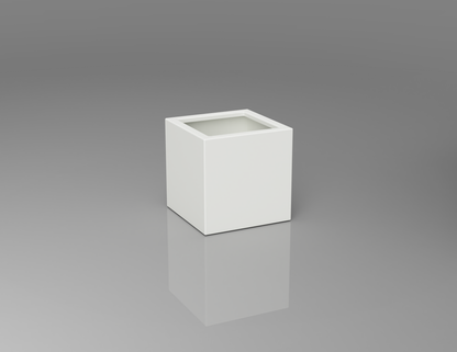 400mm British manufactured square metal planter in RAL9016 White, suitable for indoor and outdoor use.