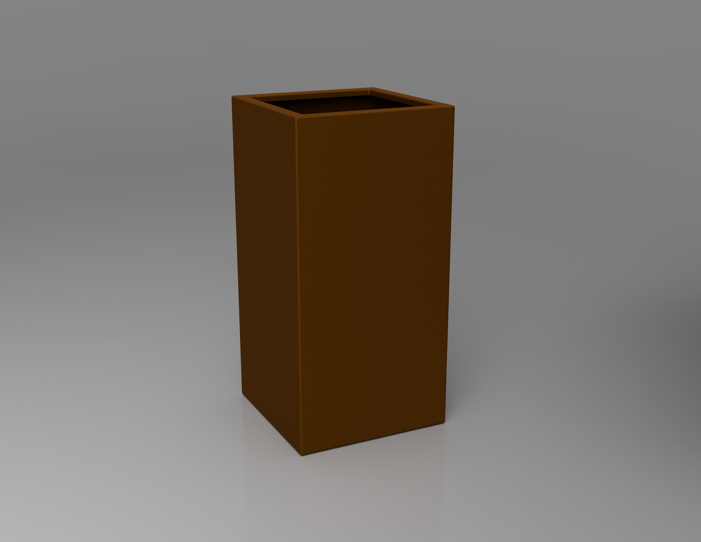 500mm British manufactured tall column metal planter in special effect Faux Corten, suitable for indoor and outdoor use.