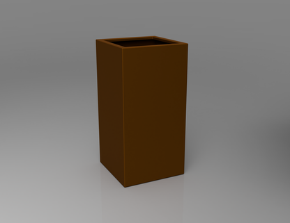 500mm British manufactured tall column metal planter in special effect Faux Corten, suitable for indoor and outdoor use.