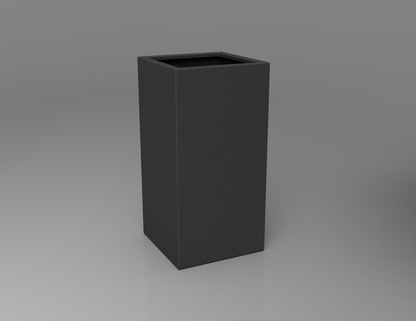 500mm British manufactured tall column metal planter in special effect Manganese, suitable for indoor and outdoor use.