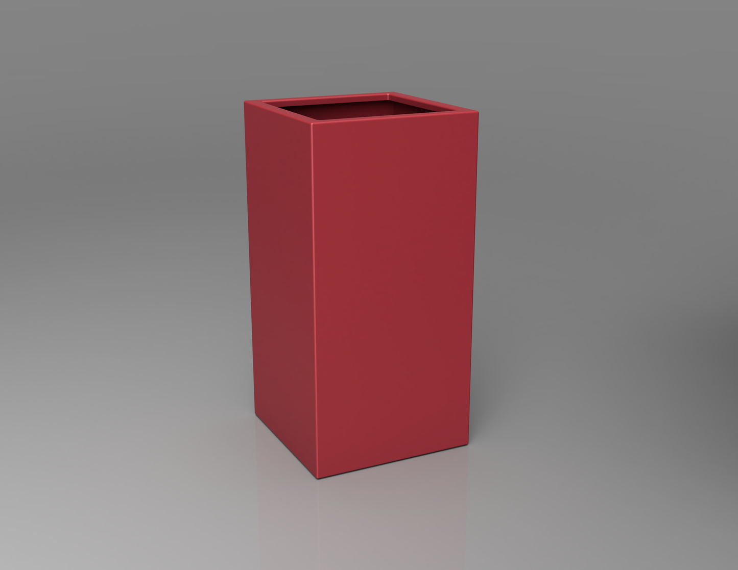 500mm British manufactured tall column metal planter in RAL3028 Red, suitable for indoor and outdoor use.