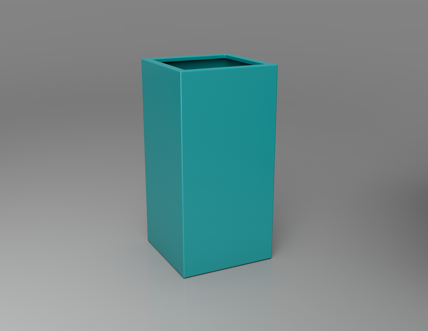 500mm British manufactured tall column metal planter in RAL5018 Turquoise, suitable for indoor and outdoor use.