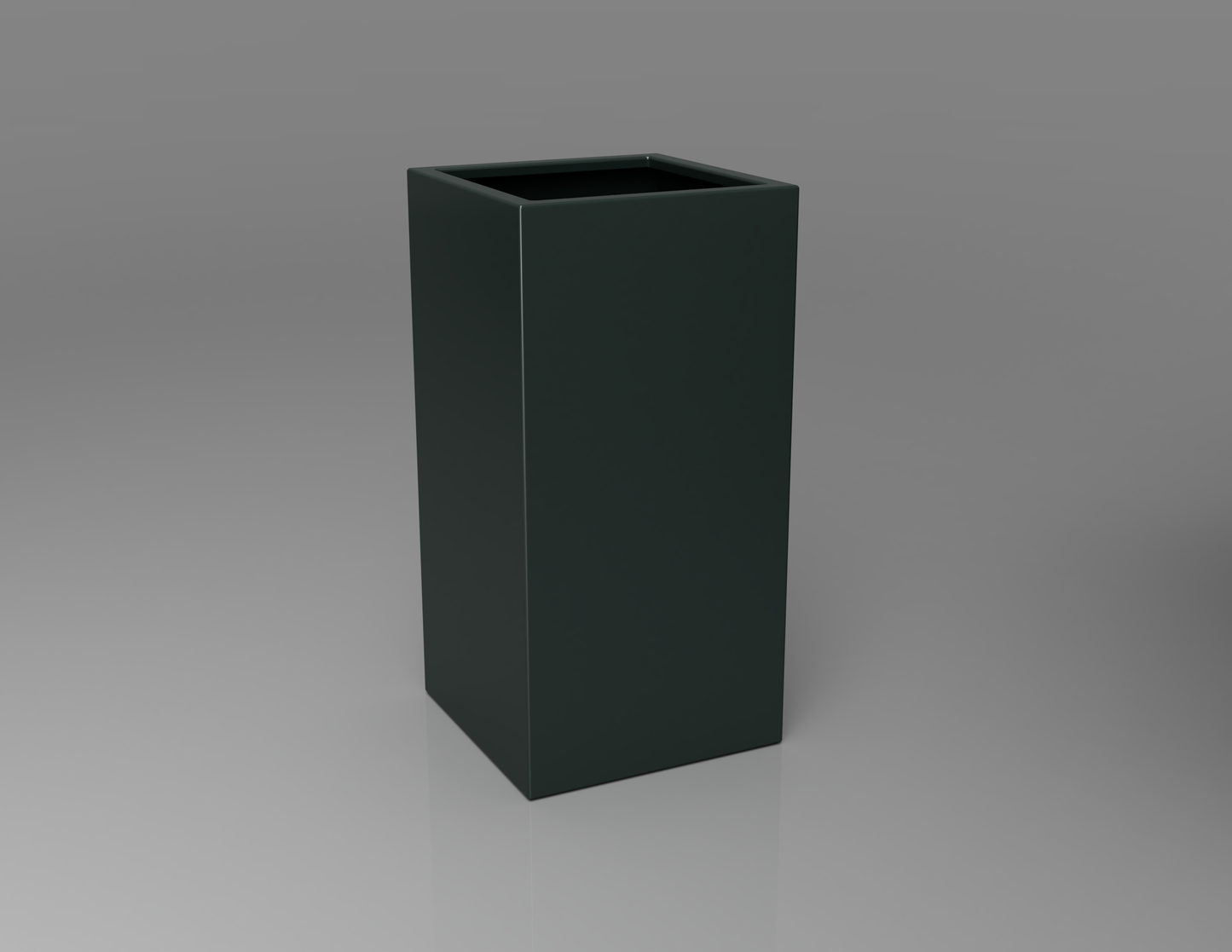 500mm British manufactured tall column metal planter in RAL6012 Black Green, suitable for indoor and outdoor use.