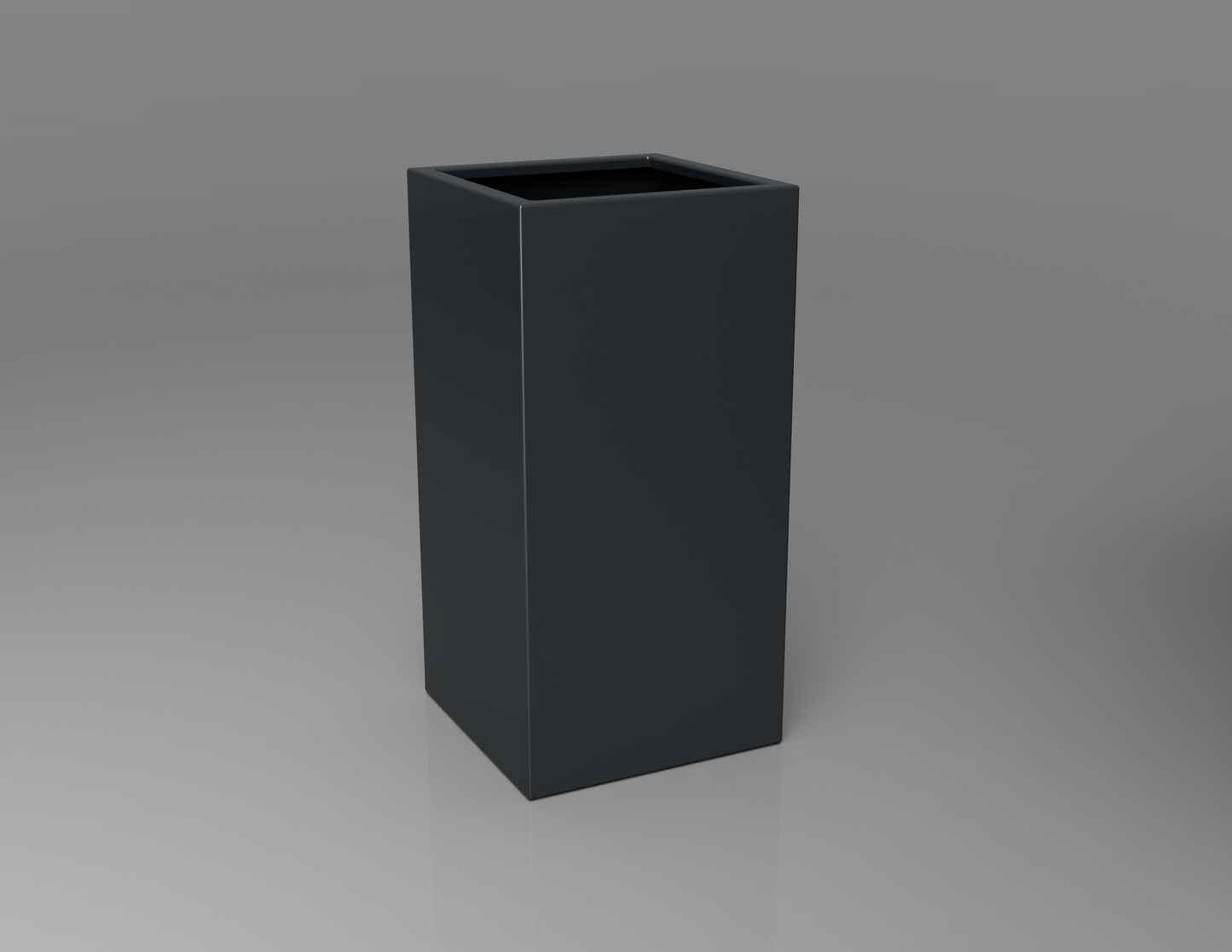 500mm British manufactured tall column metal planter in RAL7016 Anthracite Grey, suitable for indoor and outdoor use.