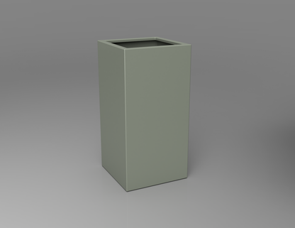 500mm British manufactured tall column metal planter in RAL7033 Cement Grey, suitable for indoor and outdoor use.