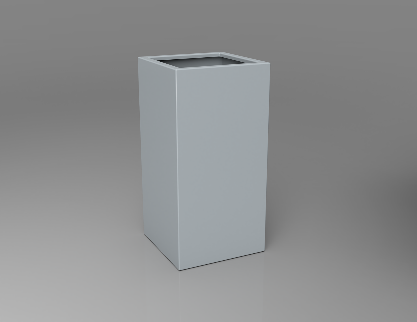 500mm British manufactured tall column metal planter in RAL7040 Window Grey, suitable for indoor and outdoor use.