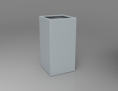 500mm British manufactured tall column metal planter in RAL7040 Window Grey, suitable for indoor and outdoor use.