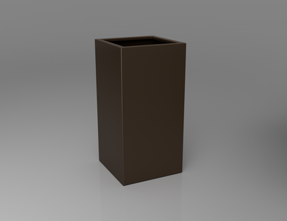 500mm British manufactured tall column metal planter in RAL8014 Brown, suitable for indoor and outdoor use.