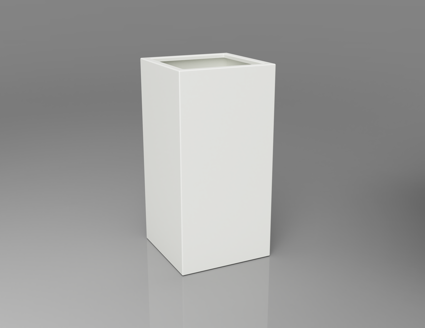 500mm British manufactured tall column metal planter in RAL9016 White, suitable for indoor and outdoor use.