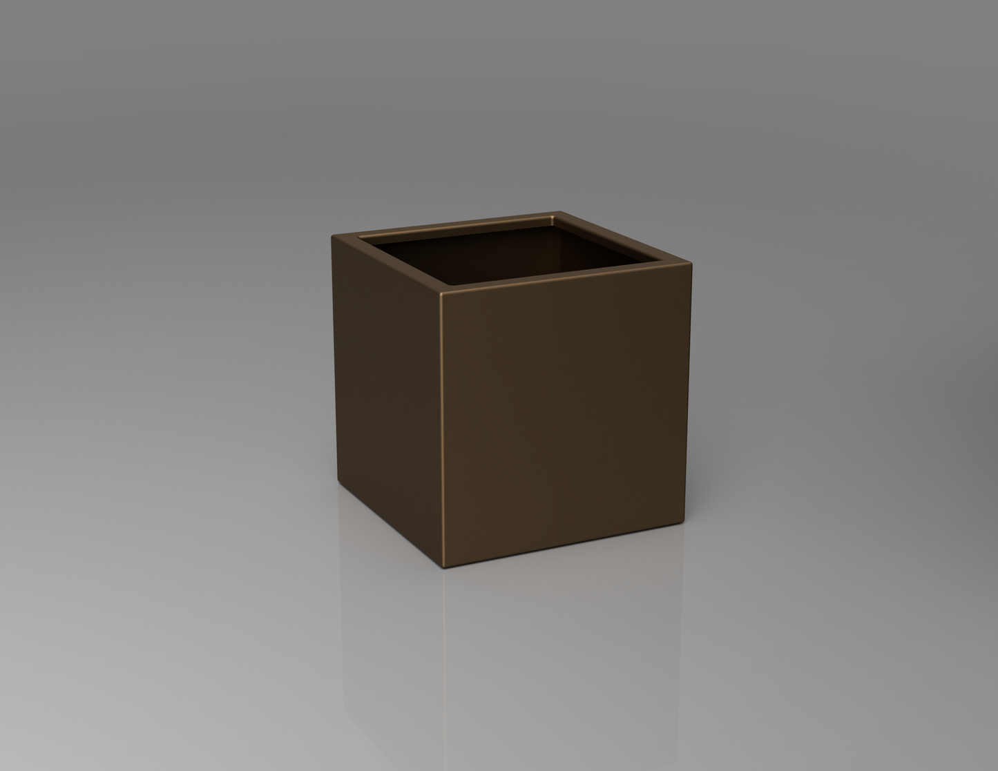 500mm British manufactured square metal planter in special effect Bronze, suitable for indoor and outdoor use.