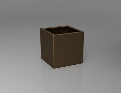 500mm British manufactured square metal planter in special effect Bronze, suitable for indoor and outdoor use.