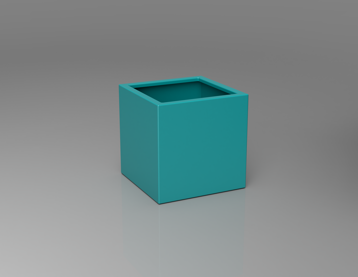 500mm British manufactured square metal planter in RAL5018 Turquoise, suitable for indoor and outdoor use.