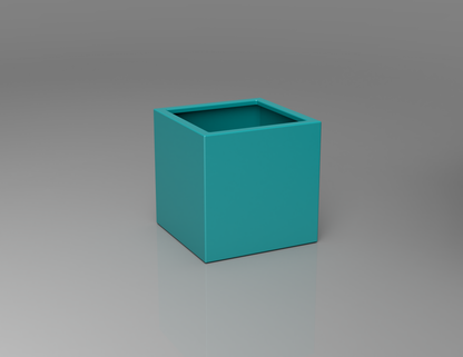 500mm British manufactured square metal planter in RAL5018 Turquoise, suitable for indoor and outdoor use.