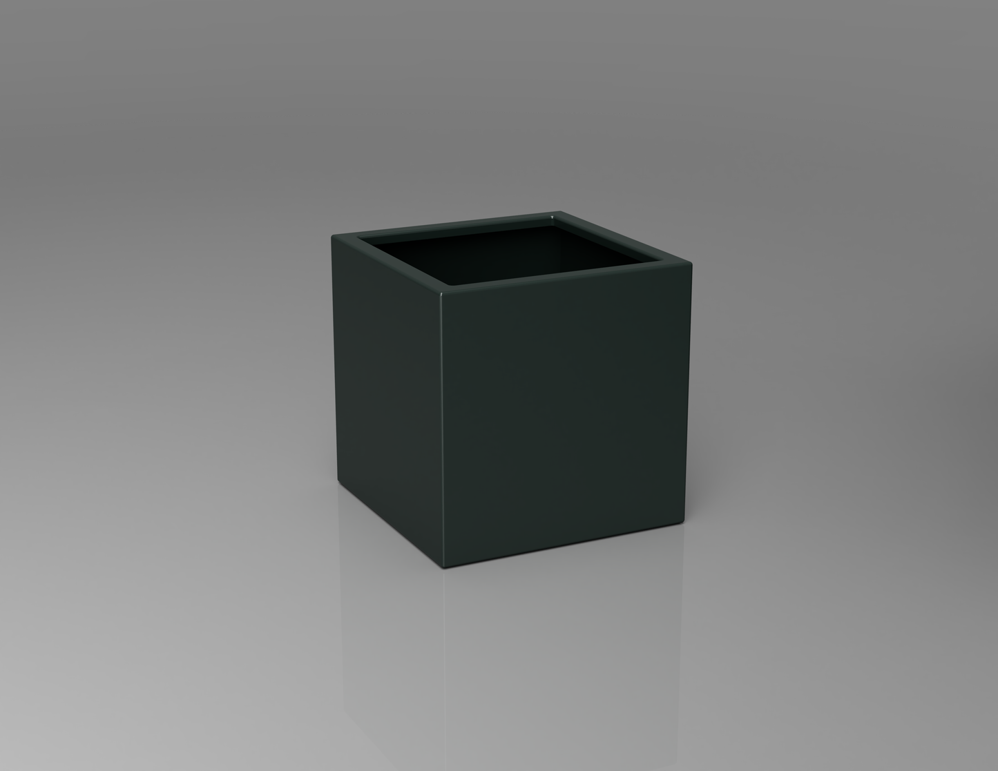 500mm British manufactured square metal planter in RAL6012 Black Green, suitable for indoor and outdoor use.
