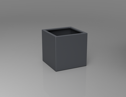 500mm British manufactured square metal planter in RAL7015 Slate Grey, suitable for indoor and outdoor use.