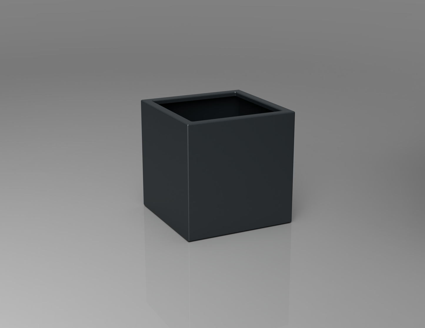 500mm British manufactured square metal planter in RAL7016 Anthracite Grey, suitable for indoor and outdoor use.