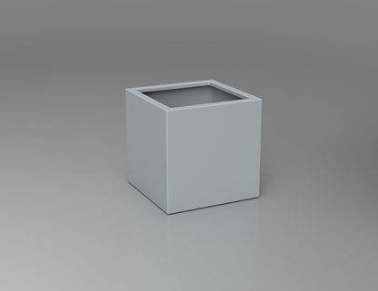 500mm British manufactured square metal planter in RAL7040 Window Grey, suitable for indoor and outdoor use. 