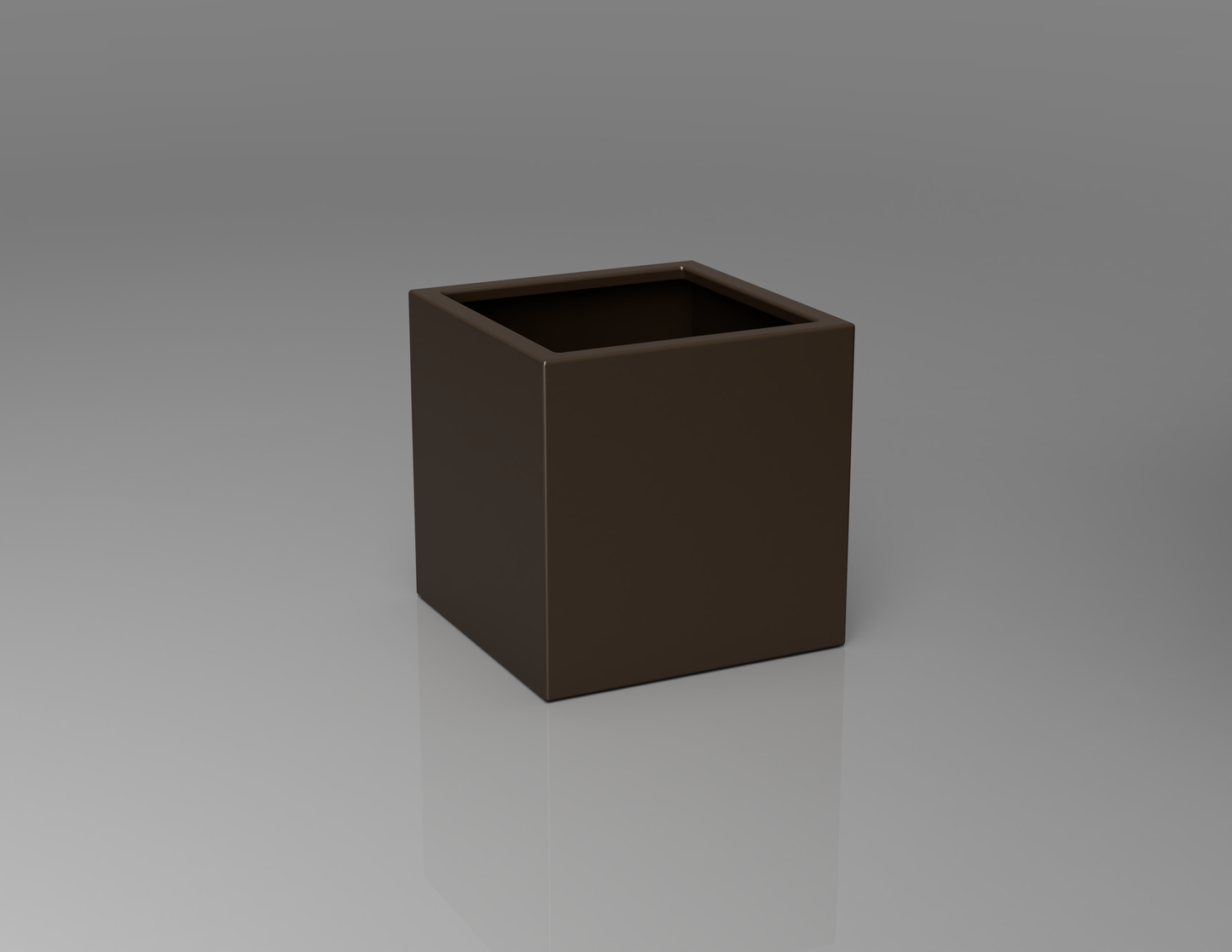 500mm British manufactured square metal planter in RAL8014 Brown, suitable for indoor and outdoor use.