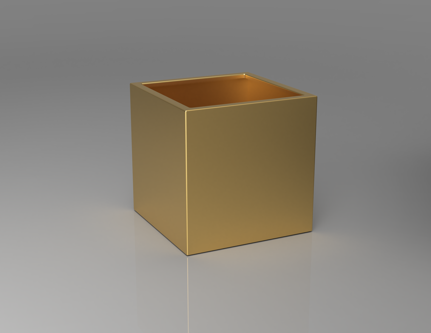 600mm British manufactured square metal planter in special effect Gold, suitable for indoor and outdoor use.