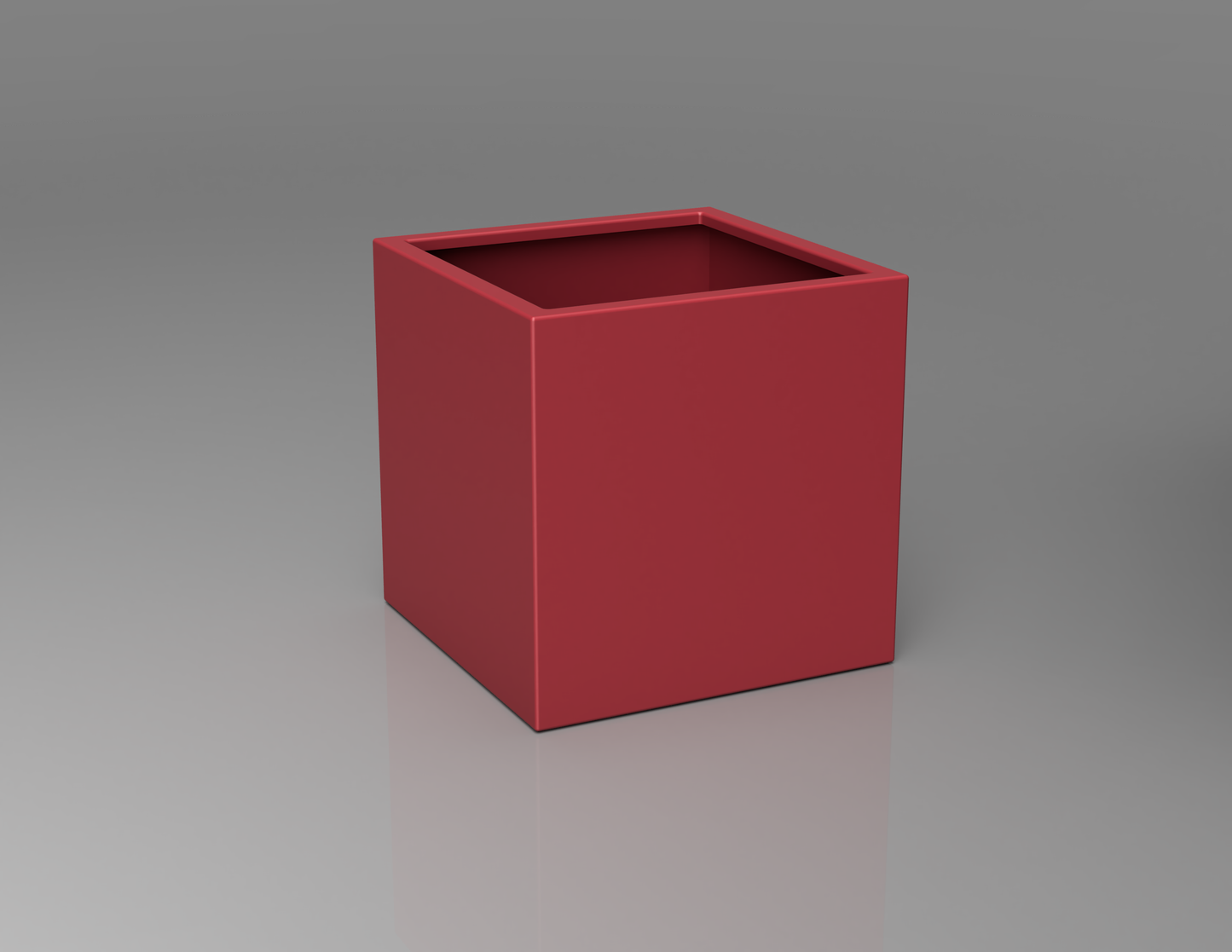 600mm British manufactured square metal planter in RAL3028 Red, suitable for indoor and outdoor use.