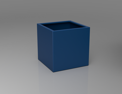 600mm British manufactured square metal planter in RAL5010 Blue, suitable for indoor and outdoor use.