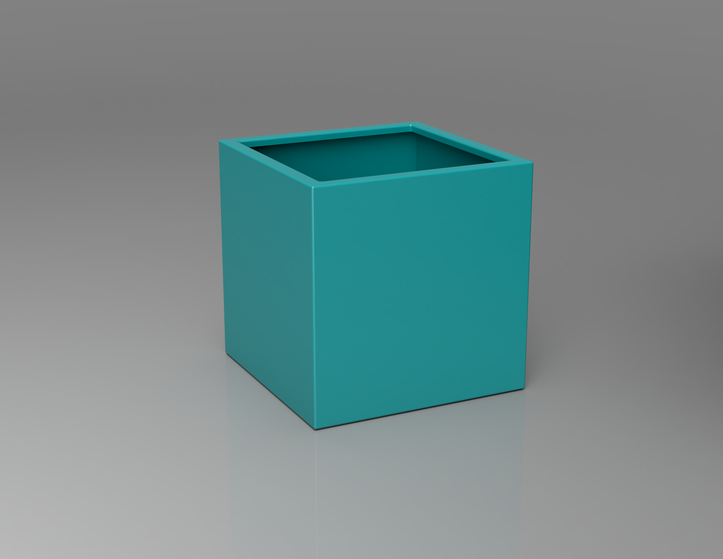 600mm British manufactured square metal planter in RAL5018 Turquoise, suitable for indoor and outdoor use.