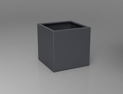600mm British manufactured square metal planter in RAL7015 Slate Grey suitable for indoor and outdoor use.