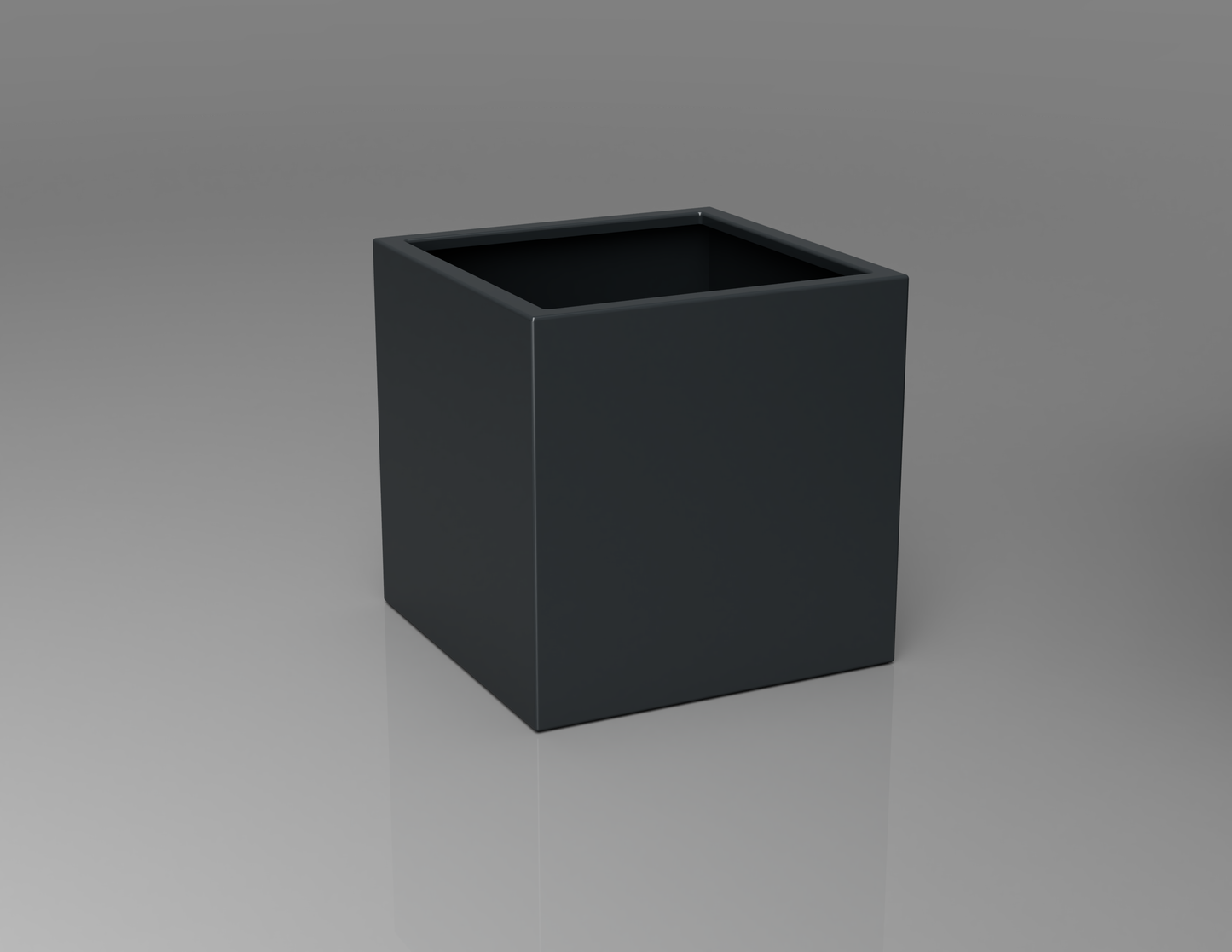 600mm British manufactured square metal planter in RAL7016 Anthracite Grey, suitable for indoor and outdoor use.