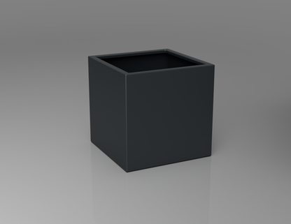 600mm British manufactured square metal planter in RAL7016 Anthracite Grey, suitable for indoor and outdoor use.