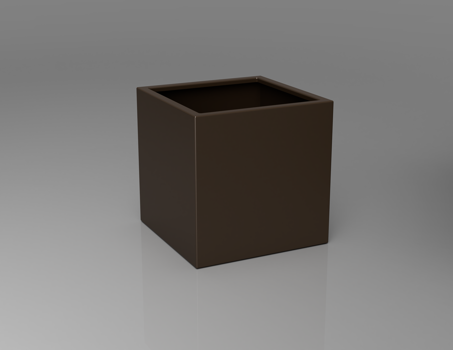 600mm British manufactured square metal planter in RAL8014 Brown, suitable for indoor and outdoor use.