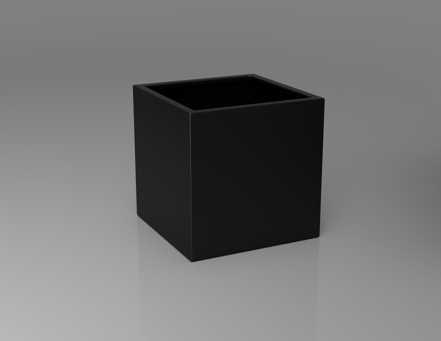 600mm British manufactured square metal planter in RAL9004 Black, suitable for indoor and outdoor use.