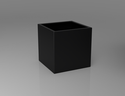 600mm British manufactured square metal planter in RAL9004 Black, suitable for indoor and outdoor use.