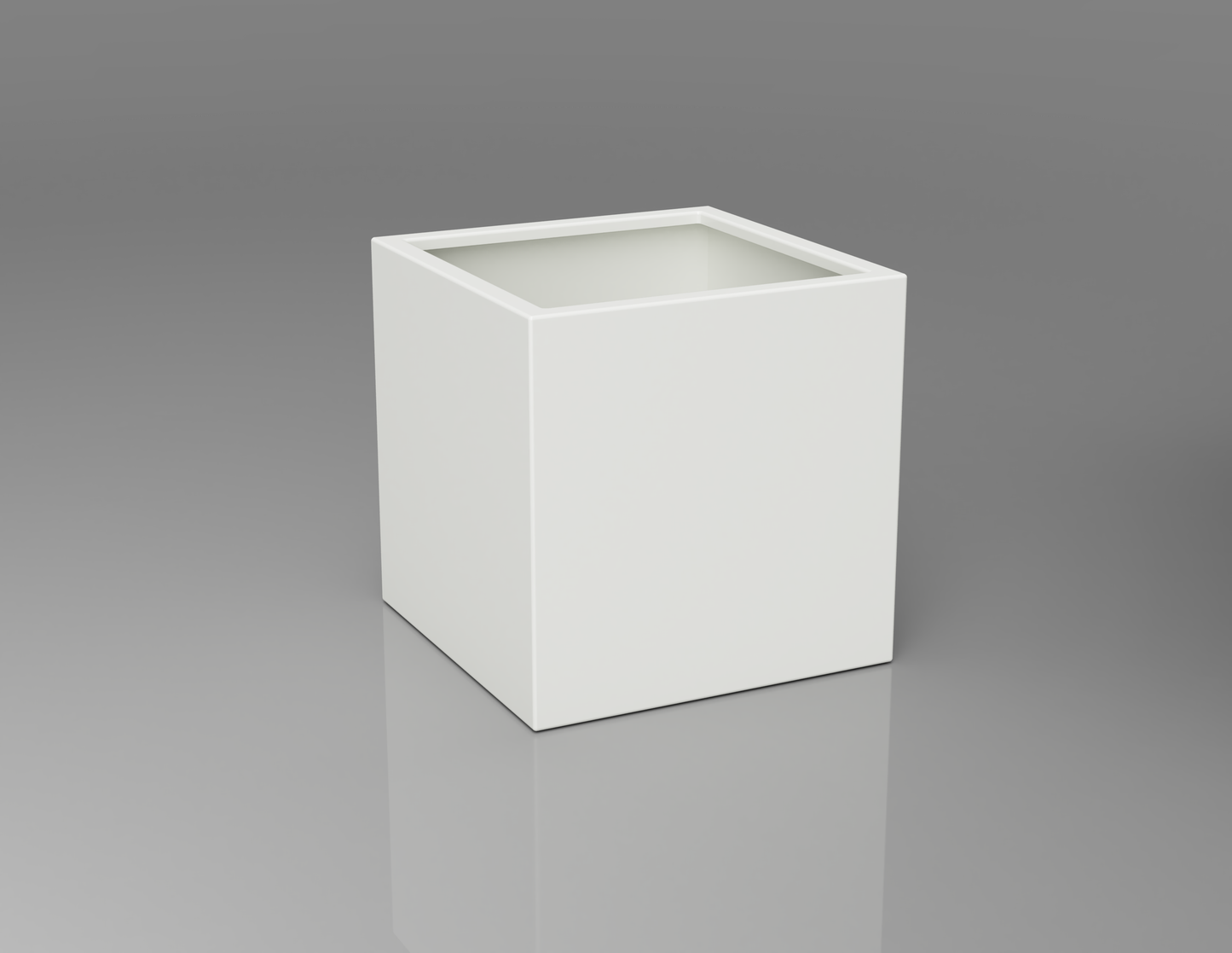 600mm British manufactured square metal planter in RAL9016 White, suitable for indoor and outdoor use.