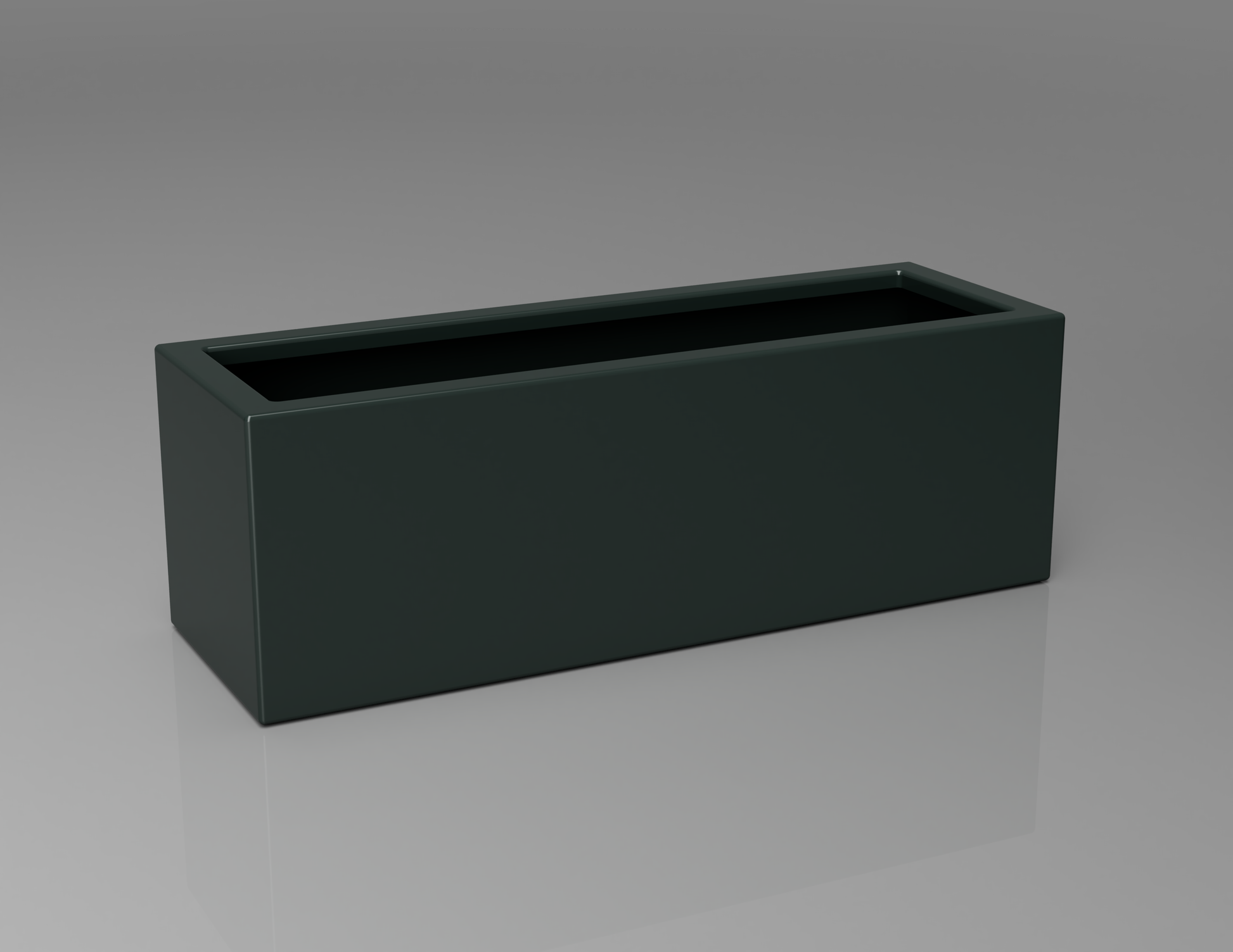 900mm British manufactured trough metal planter in RAL6012 Black Green, suitable for indoor and outdoor use.
