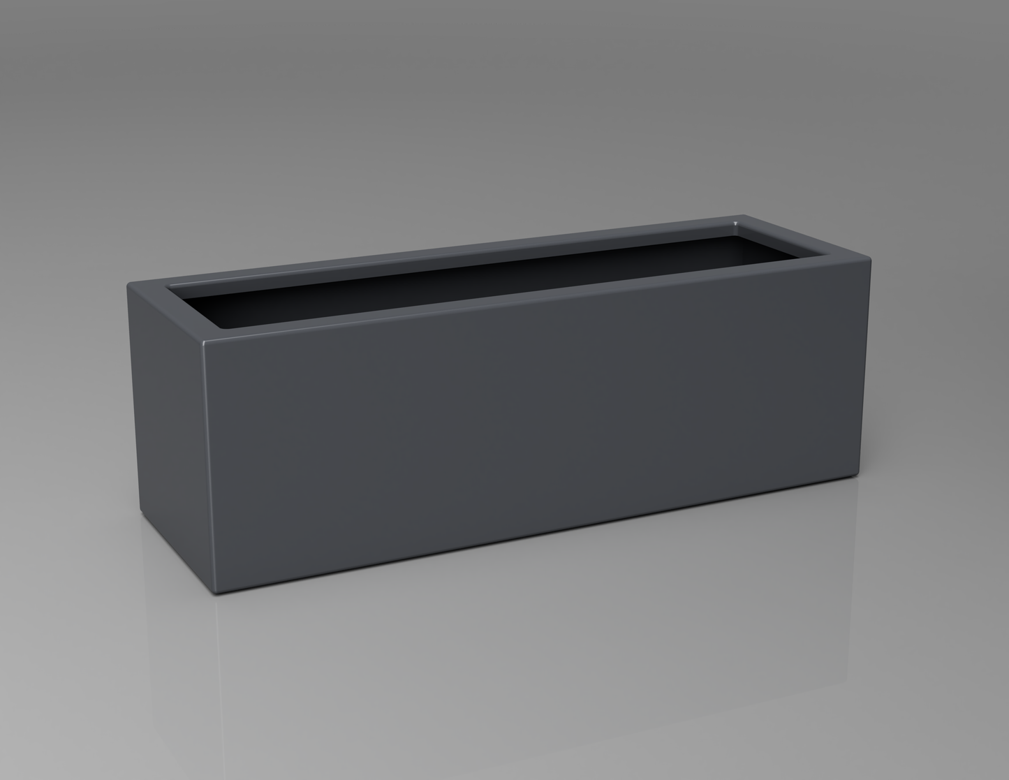 900mm British manufactured trough metal planter in RAL7015 Slate Grey, suitable for indoor and outdoor use.