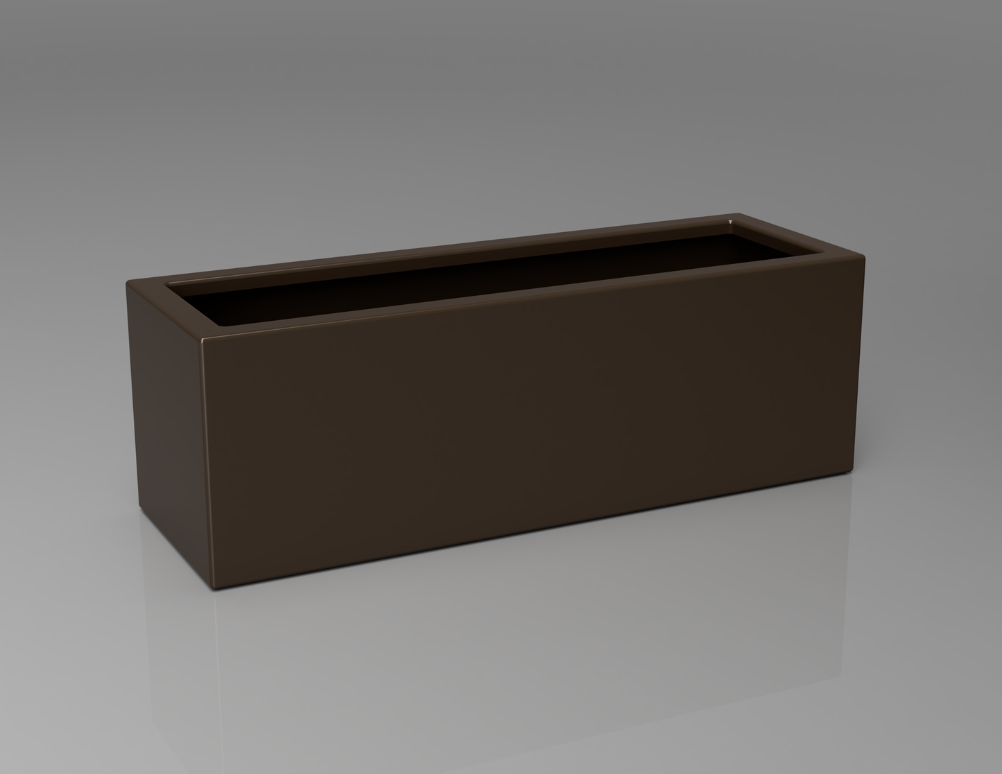 900mm British manufactured trough metal planter in RAL8014 Brown, suitable for indoor and outdoor use.