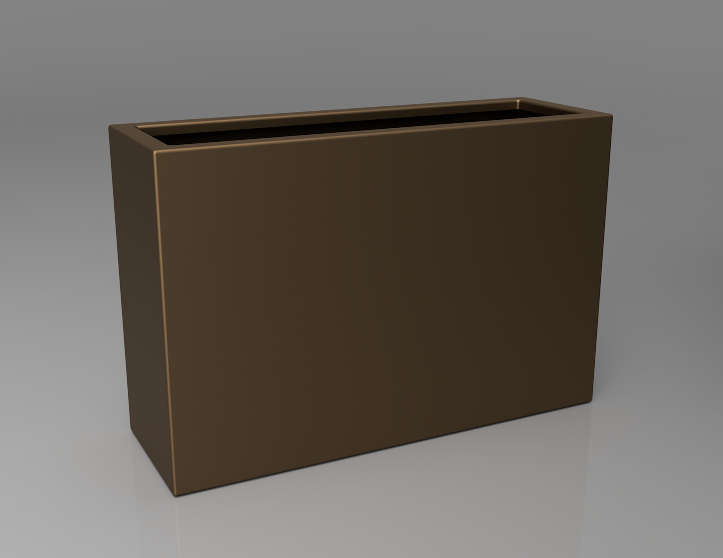 900mm British manufactured tall trough metal planter in special effect Bronze, suitable for indoor and outdoor use.