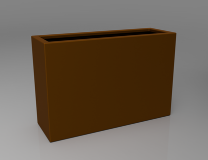 900mm British manufactured tall trough metal planter in special effect Faux Corten, suitable for indoor and outdoor use.