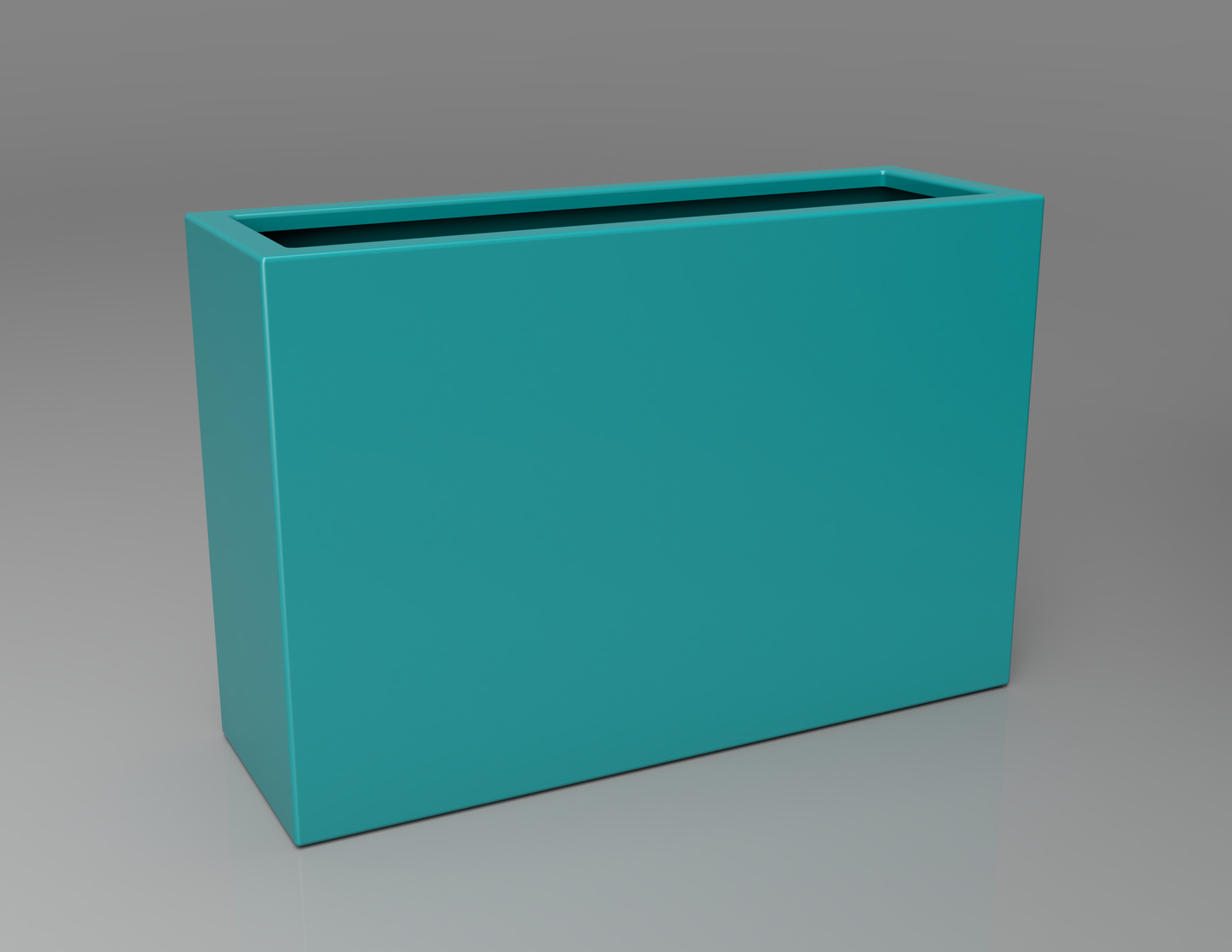 900mm British manufactured tall trough metal planter in RAL5018 Turquoise, suitable for indoor and outdoor use.