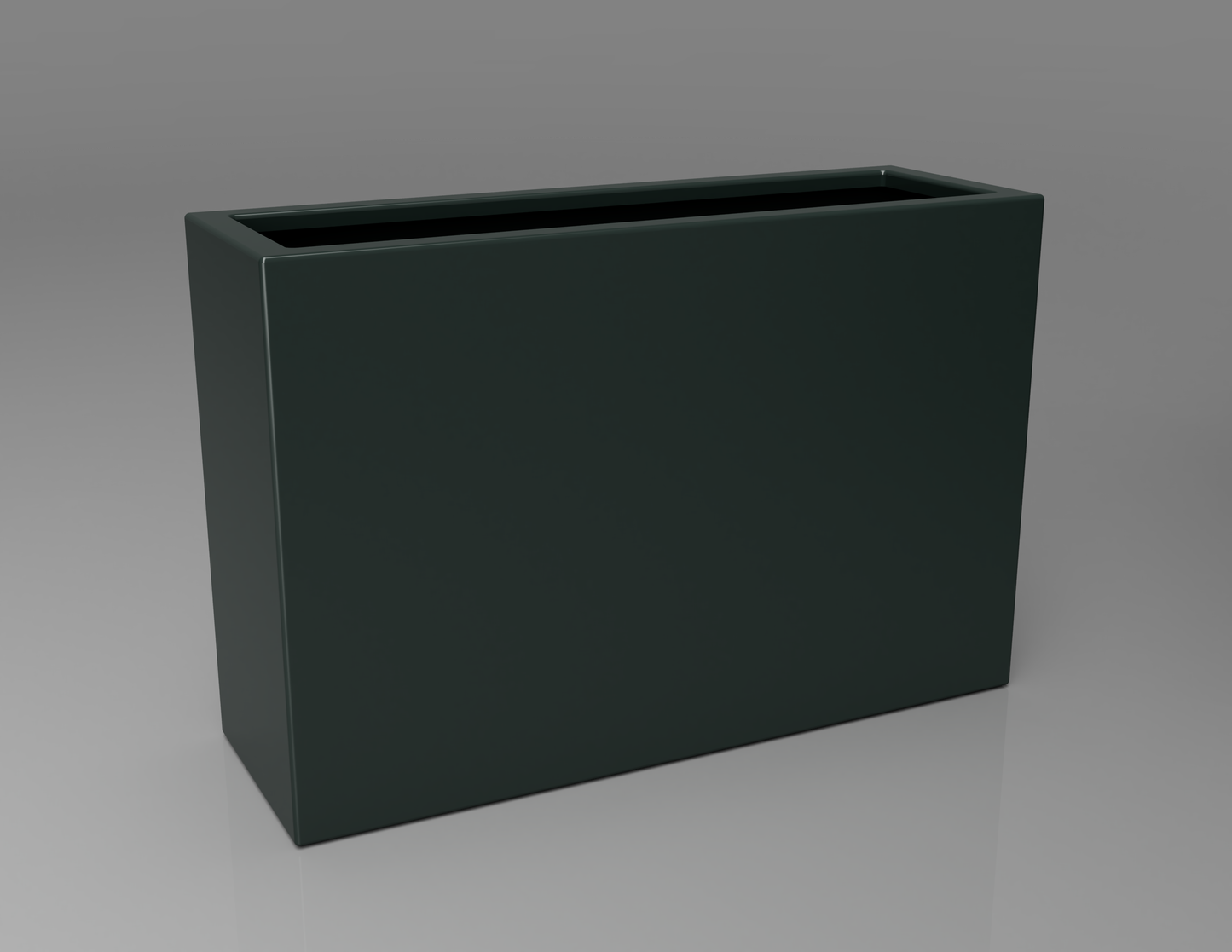900mm British manufactured tall trough metal planter in RAL6012 Black Green, suitable for indoor and outdoor use.