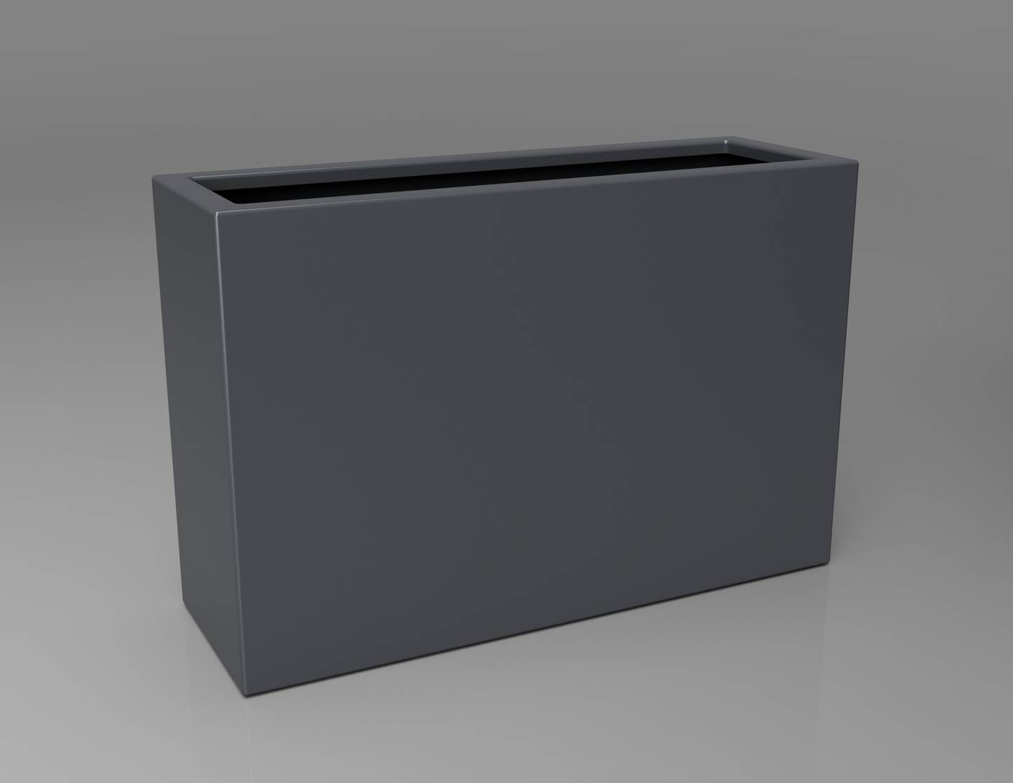 900mm British manufactured tall trough metal planter in RAL7015 Slate Grey, suitable for indoor and outdoor use.