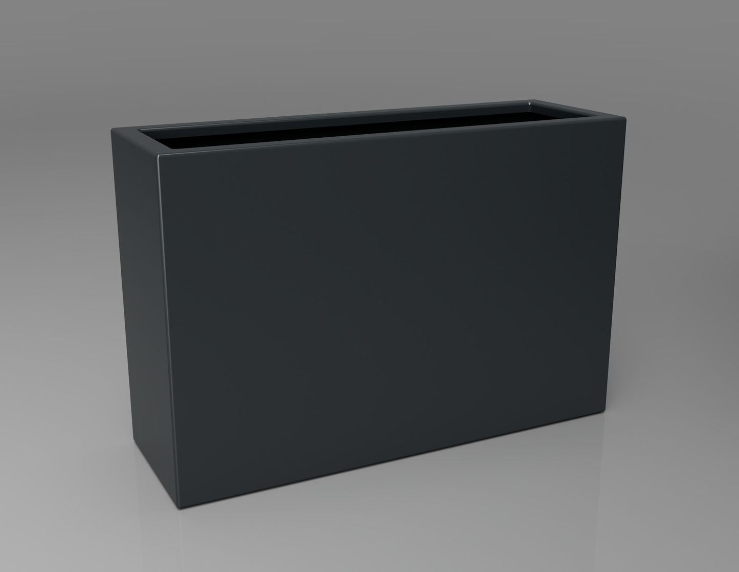900mm British manufactured tall trough metal planter in RAL7016 Anthracite Grey, suitable for indoor and outdoor use.